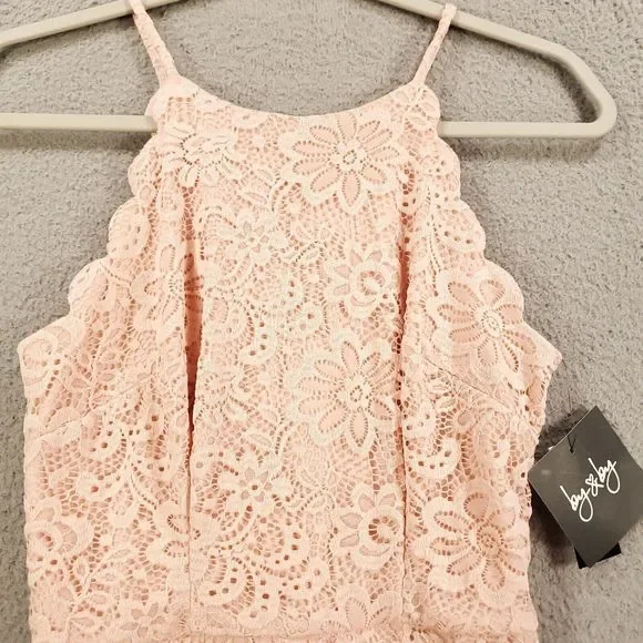 New By & By Dress Juniors 1 Blush Pink Lace Sheer Lined Back Zip - Picture 2 of 15